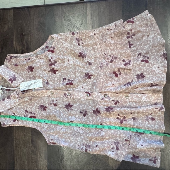Mystree Floral Button-Up Sleeveless Blouse - Pink and Cream, Size Small - Picture 5 of 11